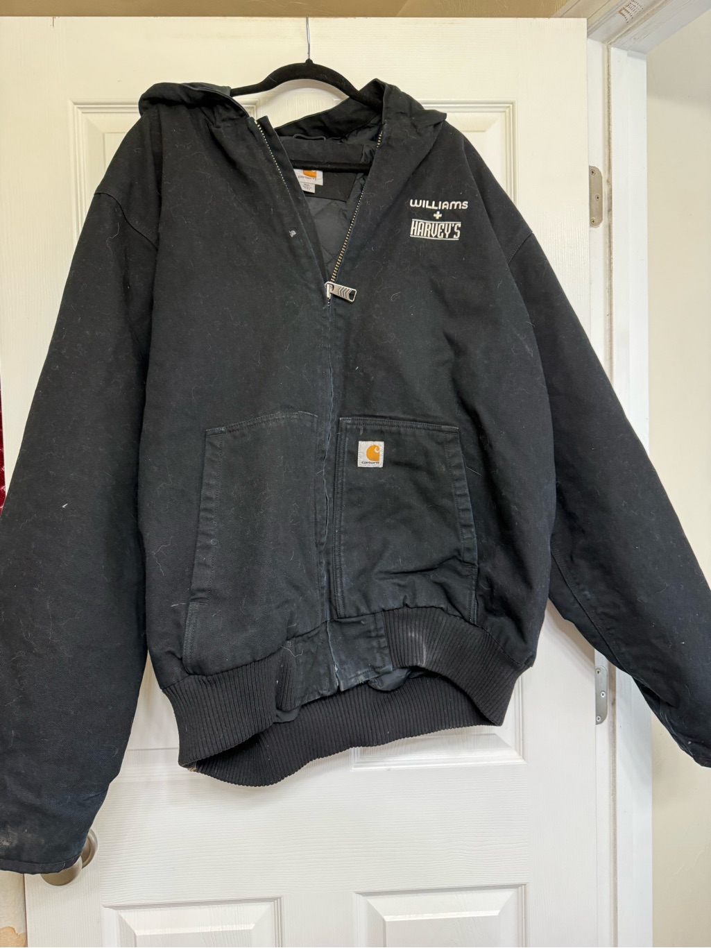 Carhartt Black Hooded Work Jacket - Williams Harvey's Logo